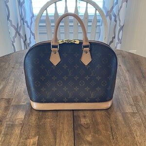 Louis Vuitton Black and Tan Alma Satchel